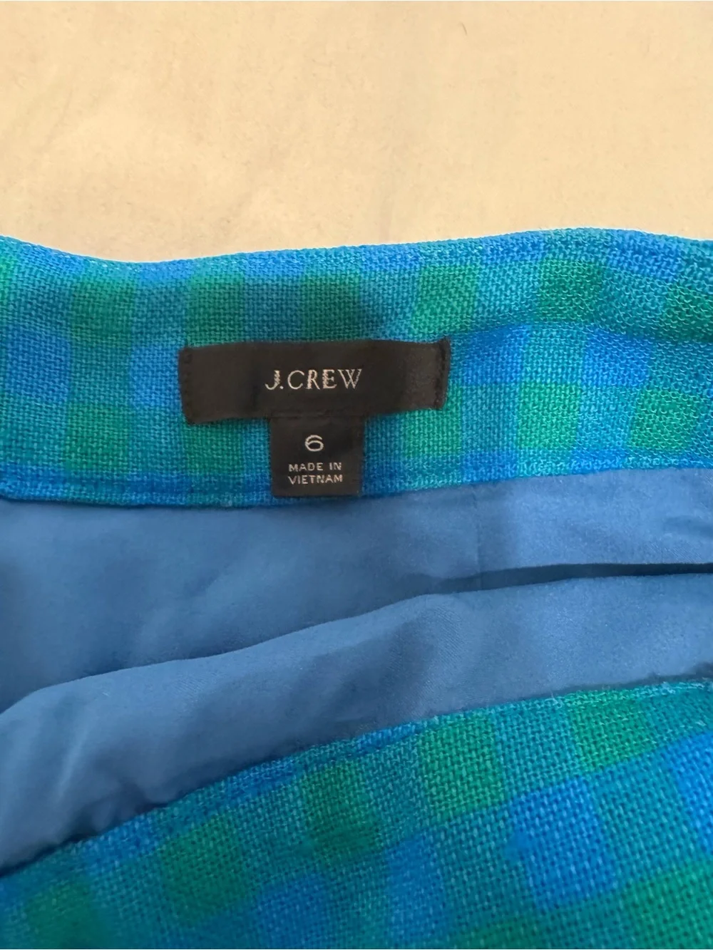 Blue and Green Plaid Mini Skirt with Front Flap Pockets